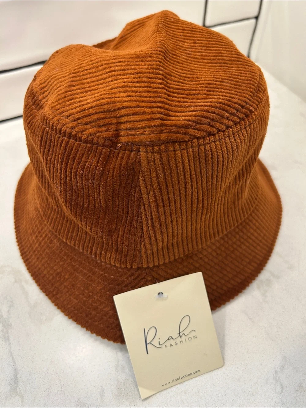Riah Fashion Rust Brown Corduroy Bucket Hat Bohemian NWT